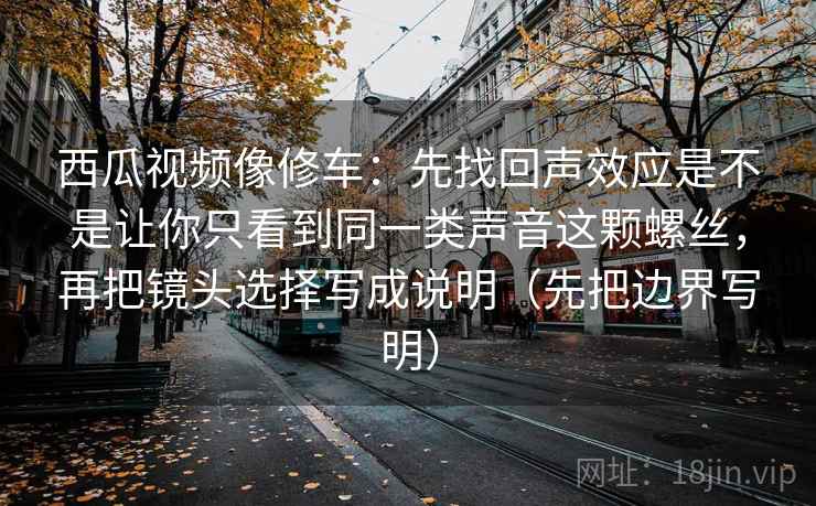 西瓜视频像修车：先找回声效应是不是让你只看到同一类声音这颗螺丝，再把镜头选择写成说明（先把边界写明）