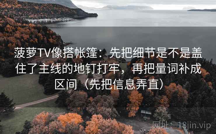 菠萝TV像搭帐篷:先把细节是不是盖住了主线的地钉打牢,再把量词补成区间(先把信息弄直) 菠萝TV像搭帐篷:先把细节是不是盖住了主线的地钉打牢,再把量词补成区间(先把信息弄直)